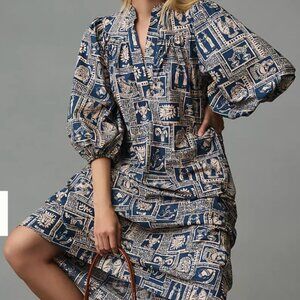 Corey Lynn Calter Puff-Sleeve Tunic Midi Dress - Astrology / Zodiac Print (XS)